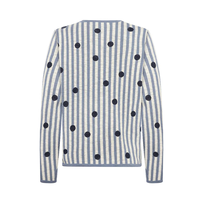 Mansted Noor Cardigan with dots and stripes in grey