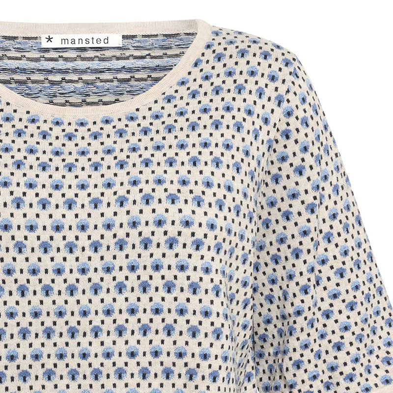 Mansted cotton knit short sleeve top with blue dots