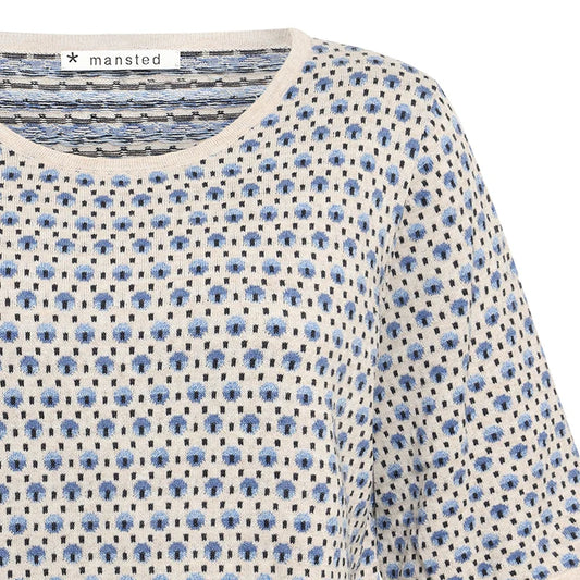 Mansted cotton knit short sleeve top with blue dots