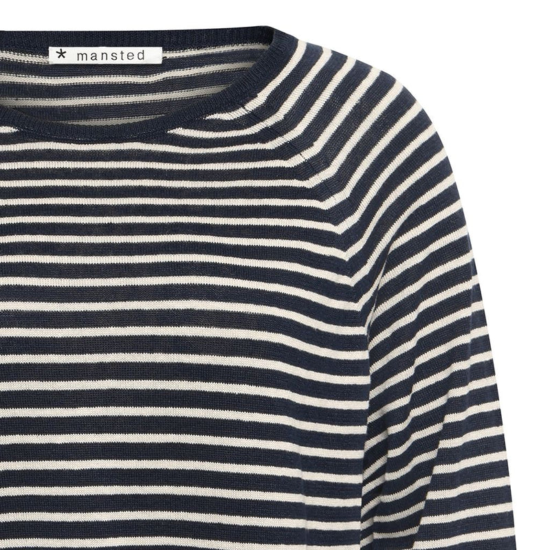 Mansted hemp and linen striped top in navy