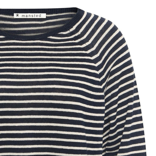 Mansted hemp and linen striped top in navy