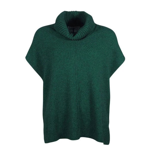 Yak Wool Vest with cowl neck in green.