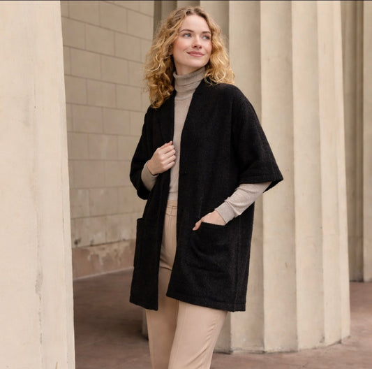 Mansted Harmony jacket in black. Quality yak knitwear. 