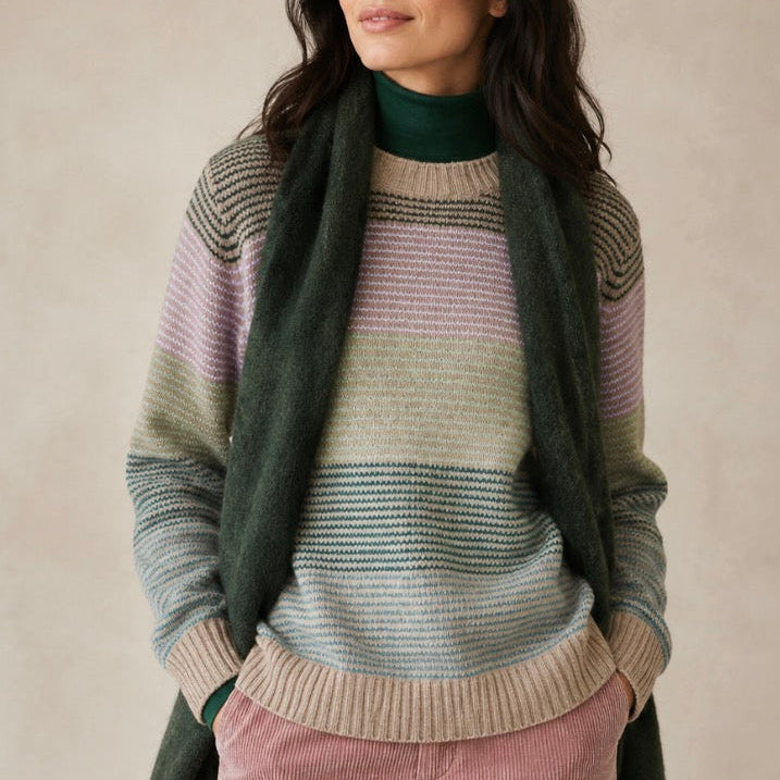Mansted wool striped jumper in pinks and green and beige