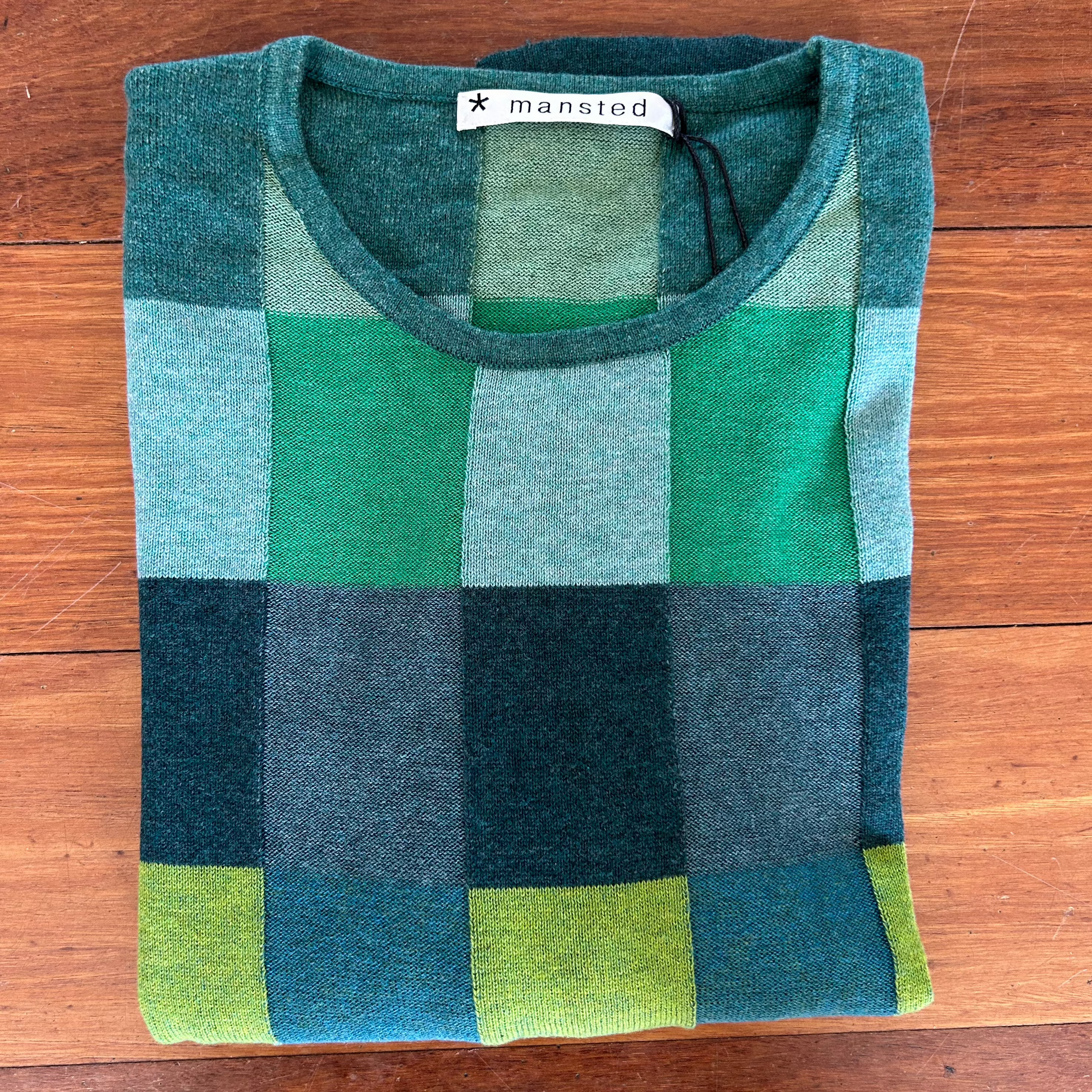 Mansted Organic cotton top in green check. Free Shipping.