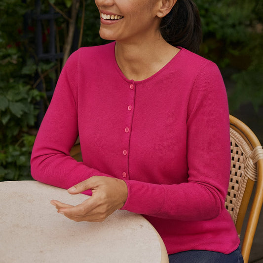 Mansted Moonsoon Cardigan in Fushia.