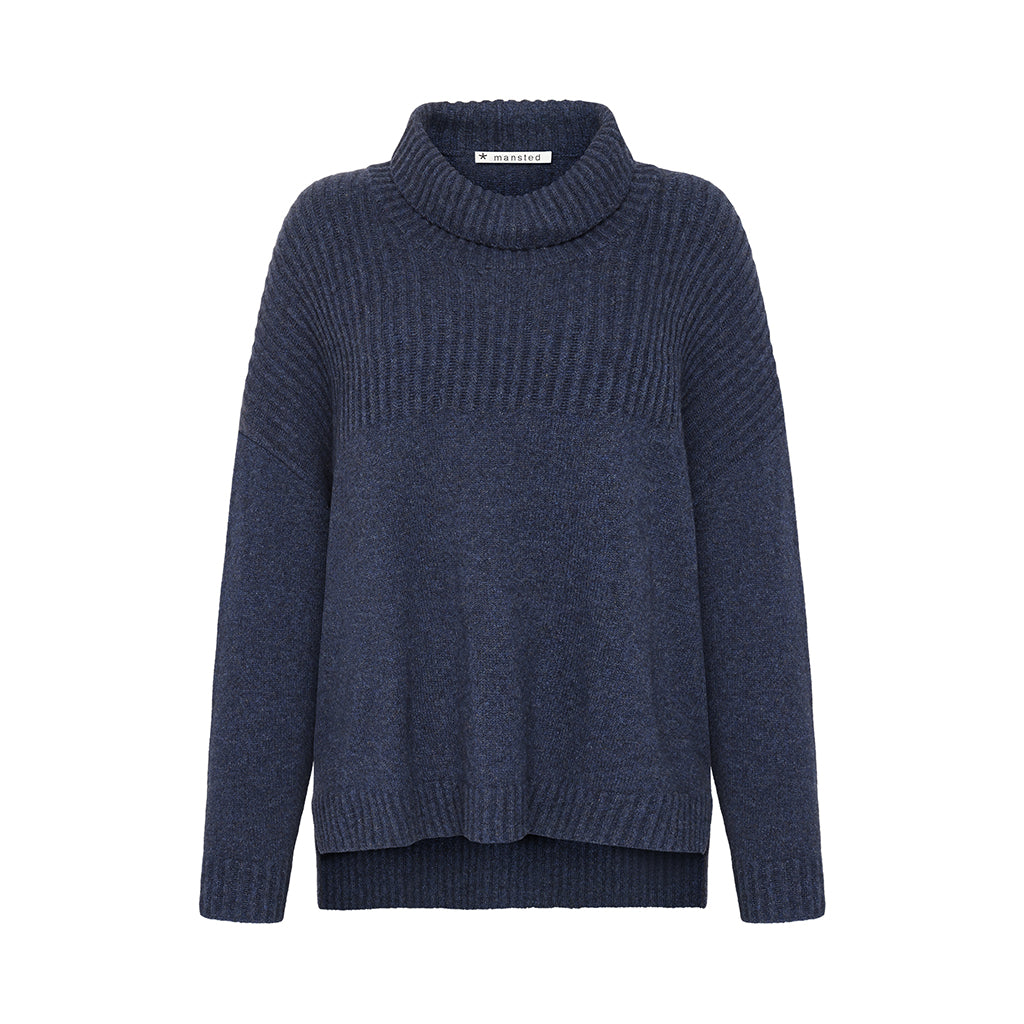 Mansted quality knitwear Wool and Yak jumpers cardigans and jackets. Zaga Blue.