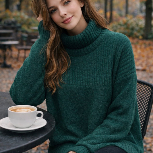 Mansted Zaga jumper in cold green. Yak wool