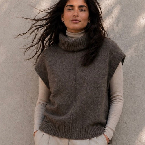 Mansted zobee yak cowl vest in brown