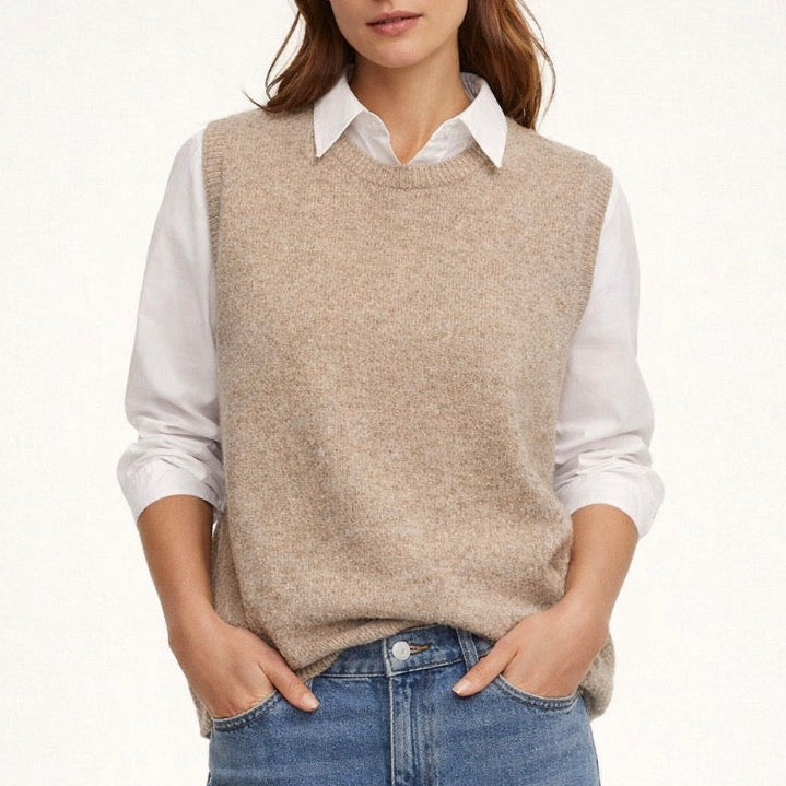 Mansted vest in Wool. Oat