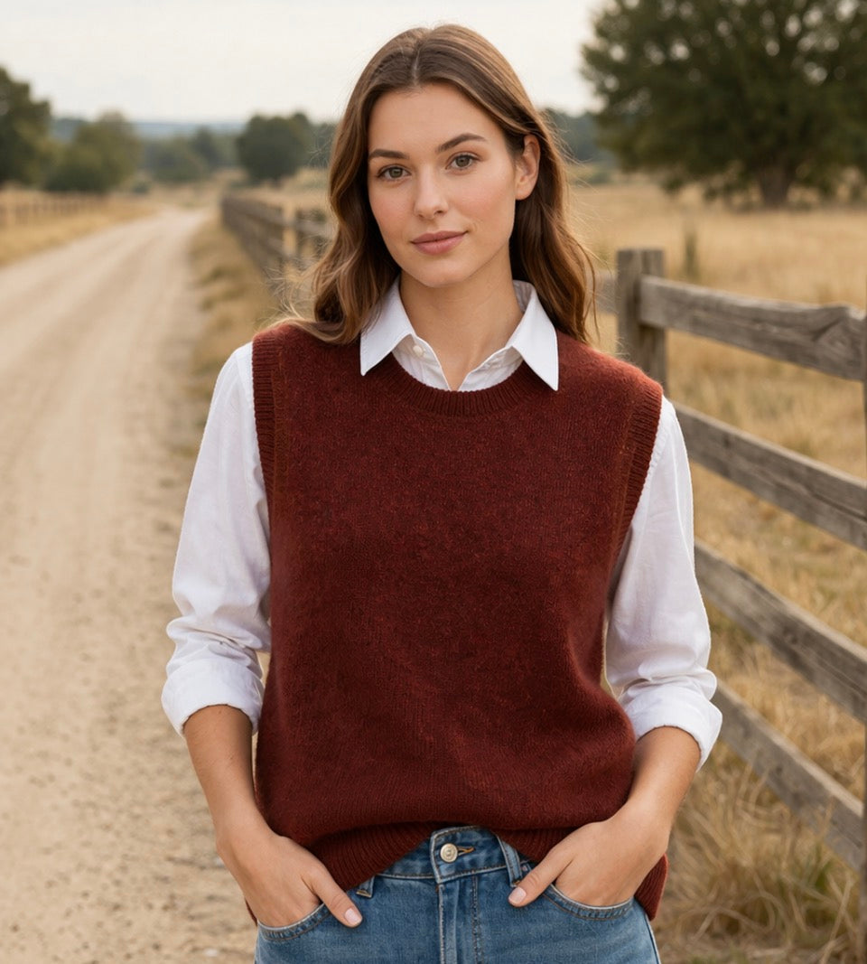Mansted Mitos wool vest in Spice