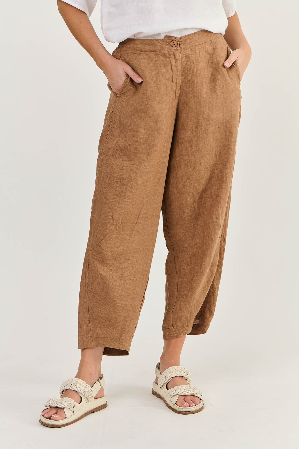 wide leg linen pants in ginger. naturals by O&J GA524