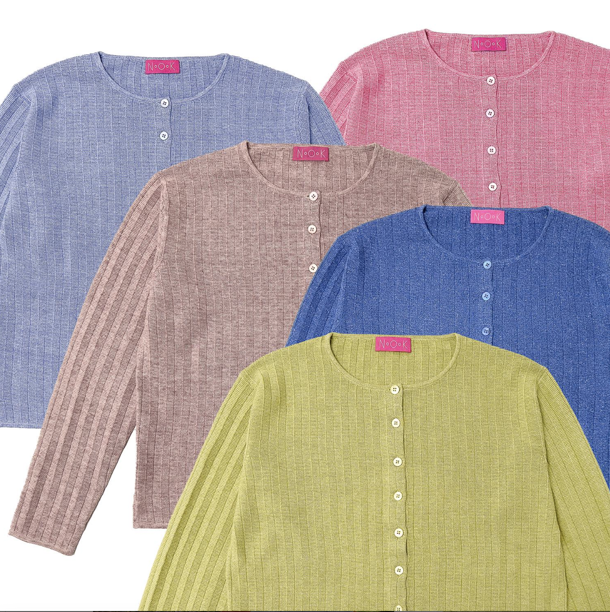 Nok's five sapho cardigan colours