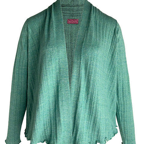 NOK Cotton edge to edge cardigan Ziki in sea green by Charlotte Mansted.