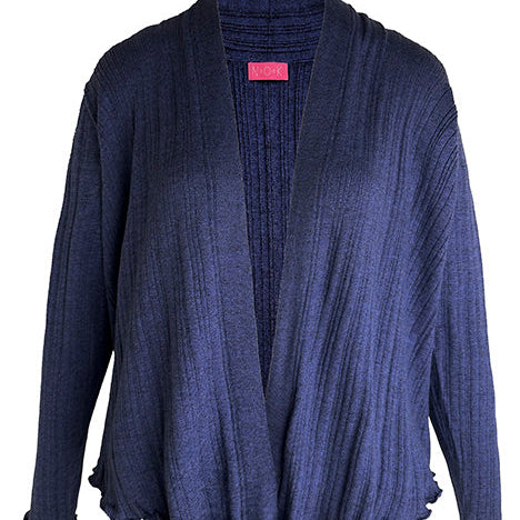 NOK Cotton edge to edge cardigan Ziki in indigo by Charlotte Mansted.