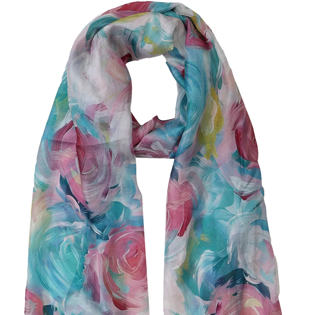 Silk Scarf in blue and pinkl
