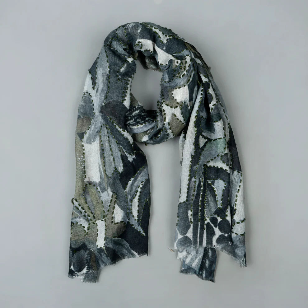 Merino embroidered scarf from Namaskar