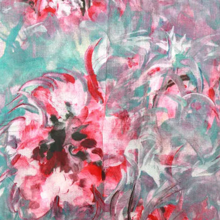 Merino wool and silk scarf aqua and pink