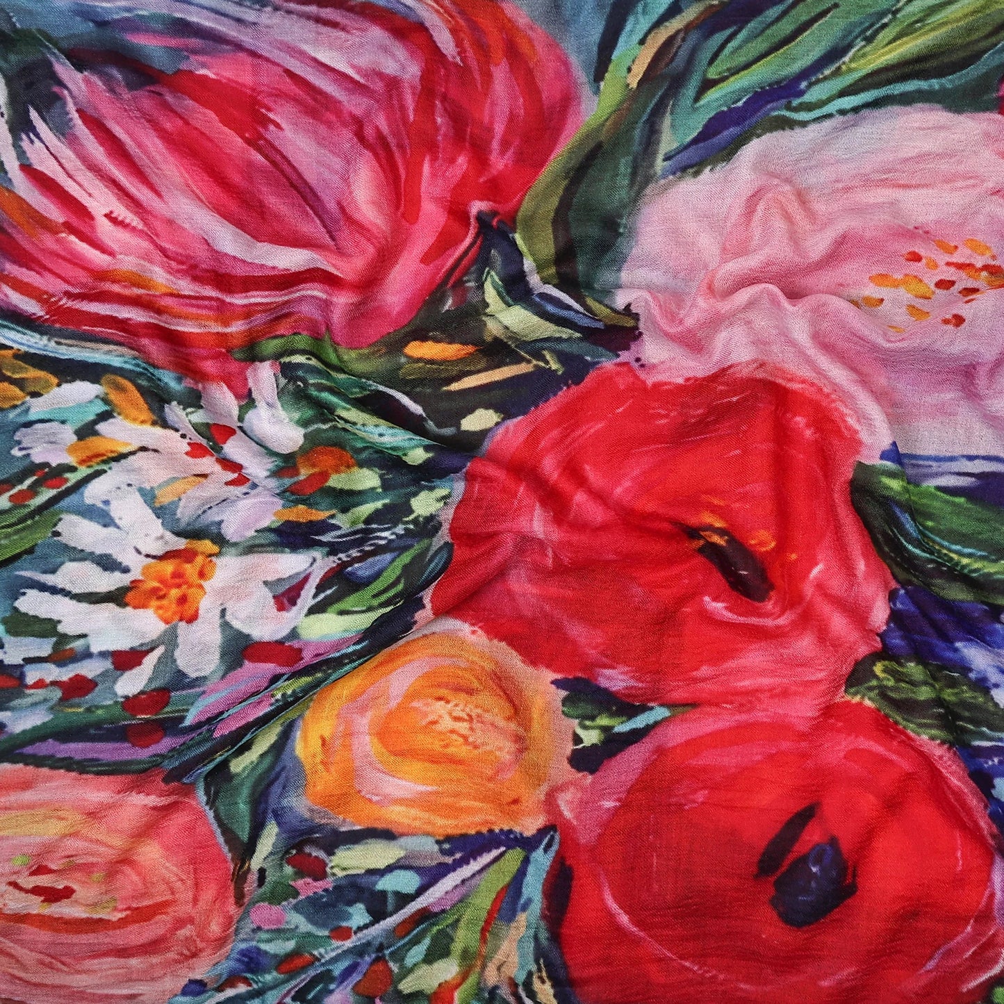 Namaskar Merino Wool and silk floral scarf 