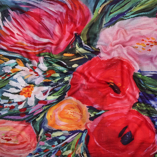 Namaskar Merino Wool and silk floral scarf 