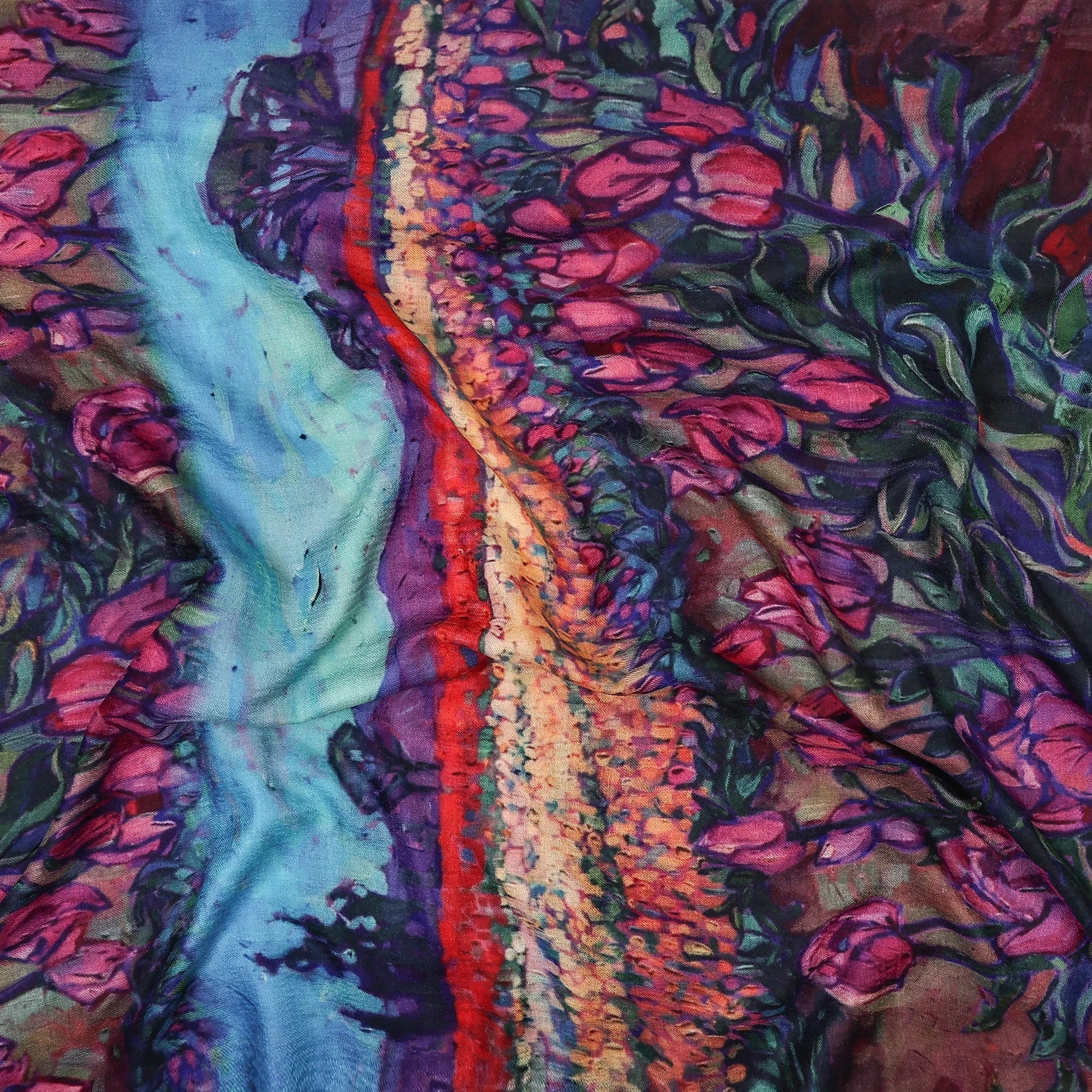 Merino wool and silk scarf in intense colour