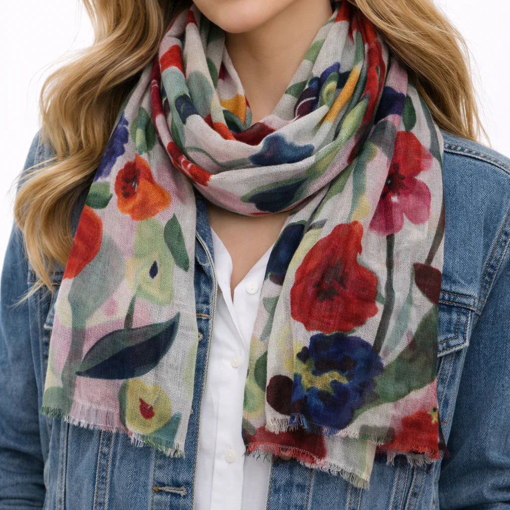 Luxurious merino wool and silk scarf W26=67