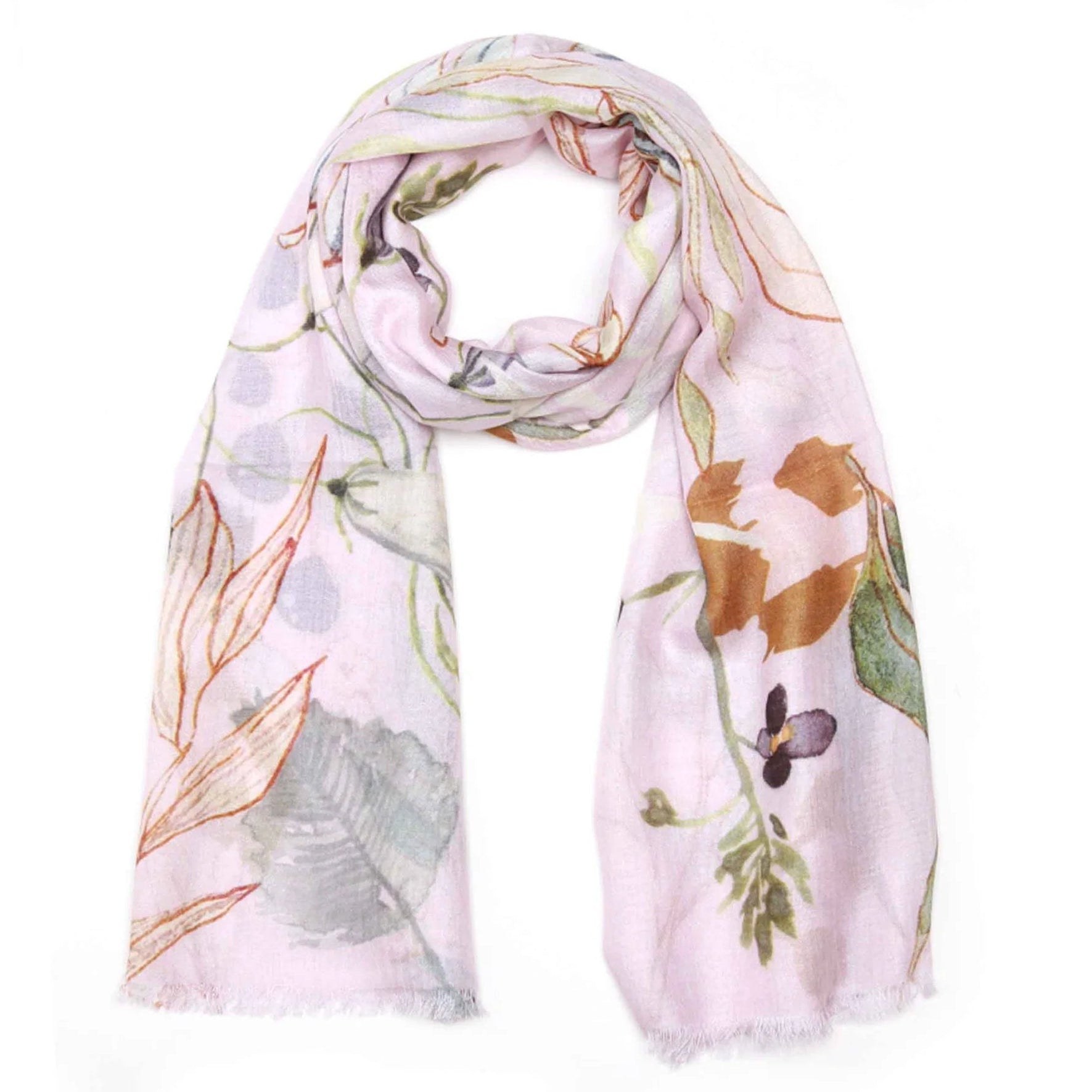 Linen scarf with floral motifs