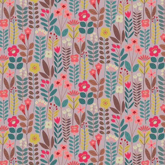 Wool and Silk scarf in folky pink floral.