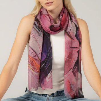 Pink silk and merino wool scarf