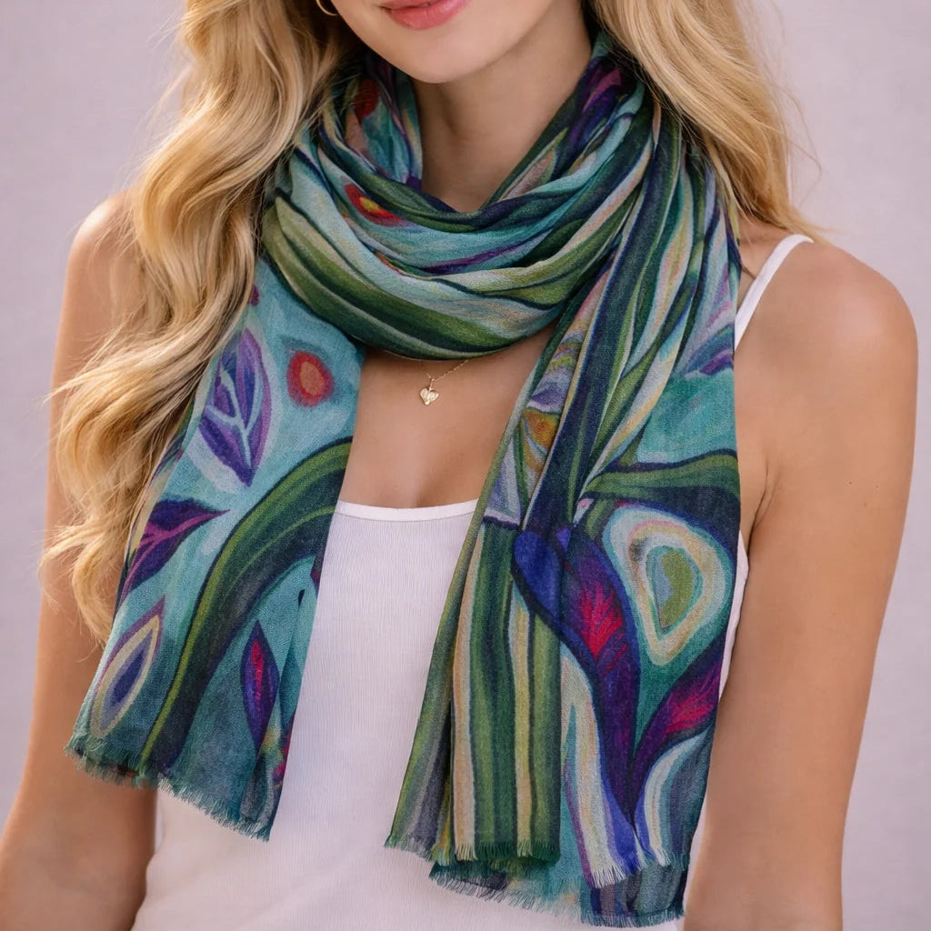 Women's scarf in luxury lightweight silk and merino wool