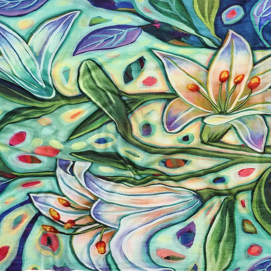 Luxury womens scarf in blues and greens