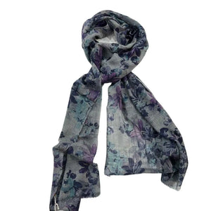Merino Wool and silk screen print scarf, lightweight and warm from namaskar Australia.