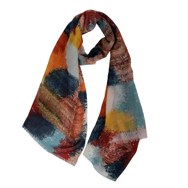 Multicolored scarf with abstract pattern on a white background