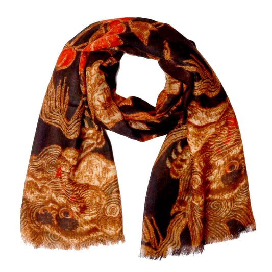 wool and silk scarf - dragon