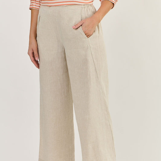 Naturals by O&J wide leg pants in sand.