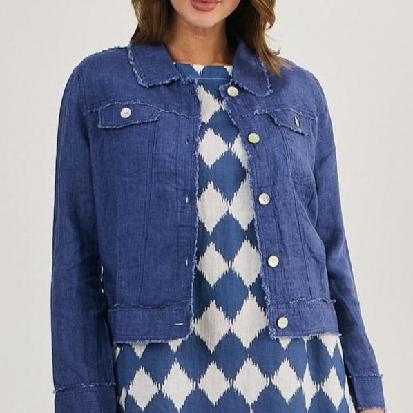 Linen jacket in blue from Naturals by O&J.