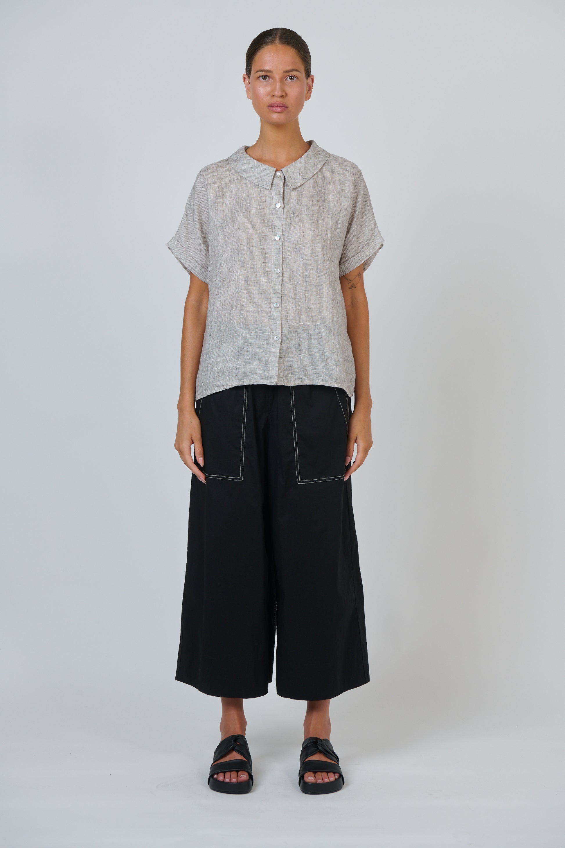 Naturals BY O&J Linen top GA314 in Chai