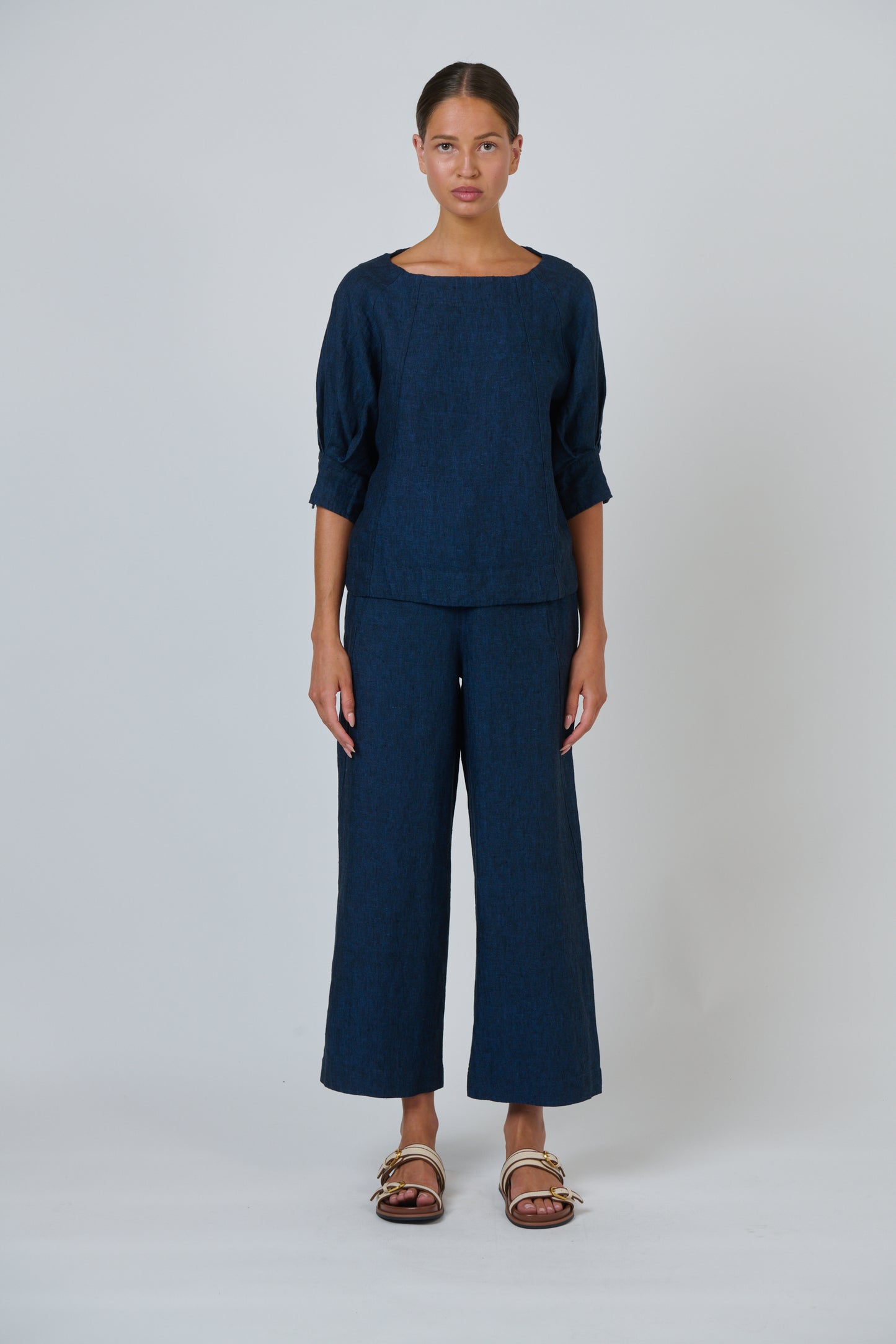 Naturals by O&J Ga 398 Linen Pants in Eclipse - Navy