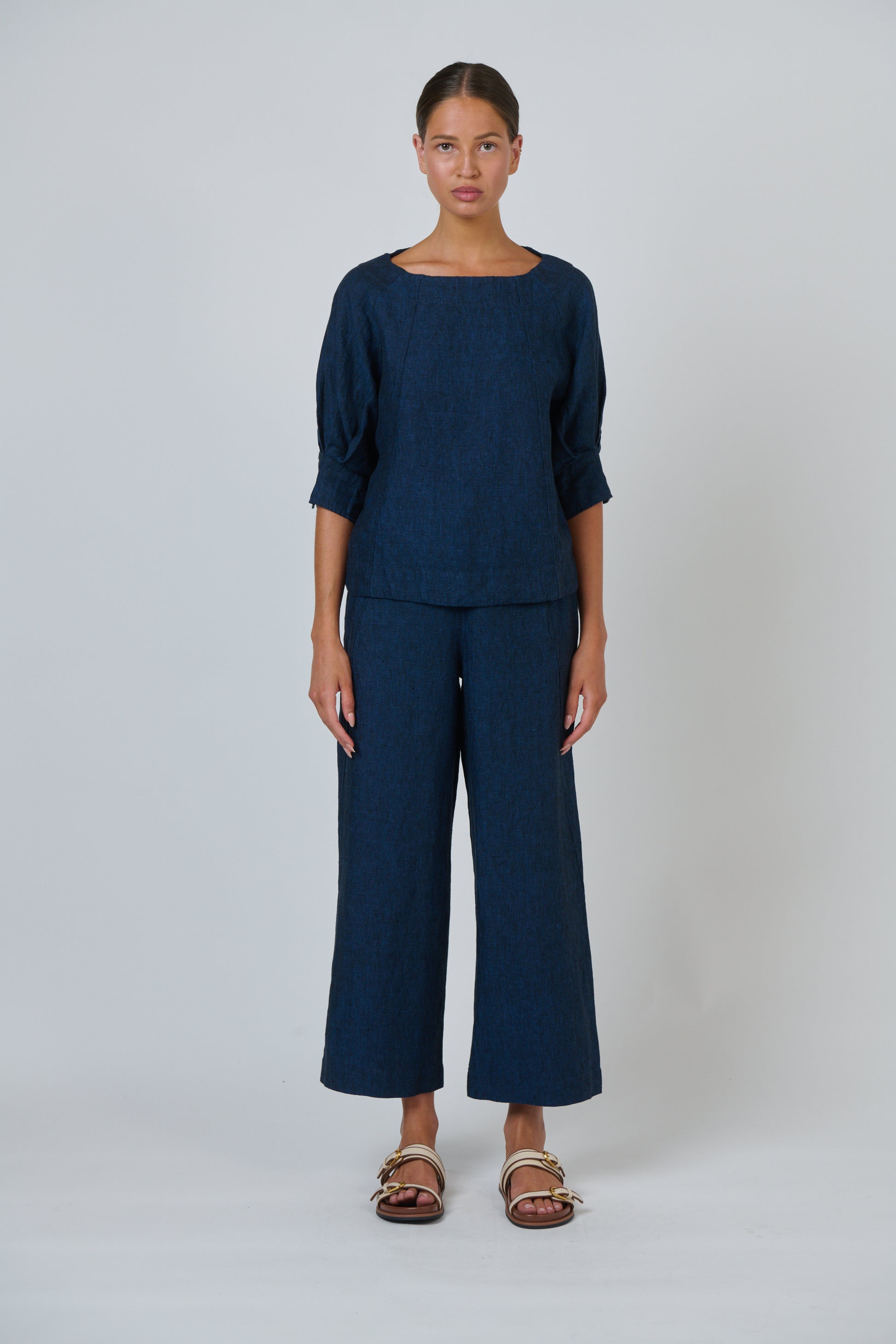 Naturals by O&J Ga 398 Linen Pants in Eclipse - Navy