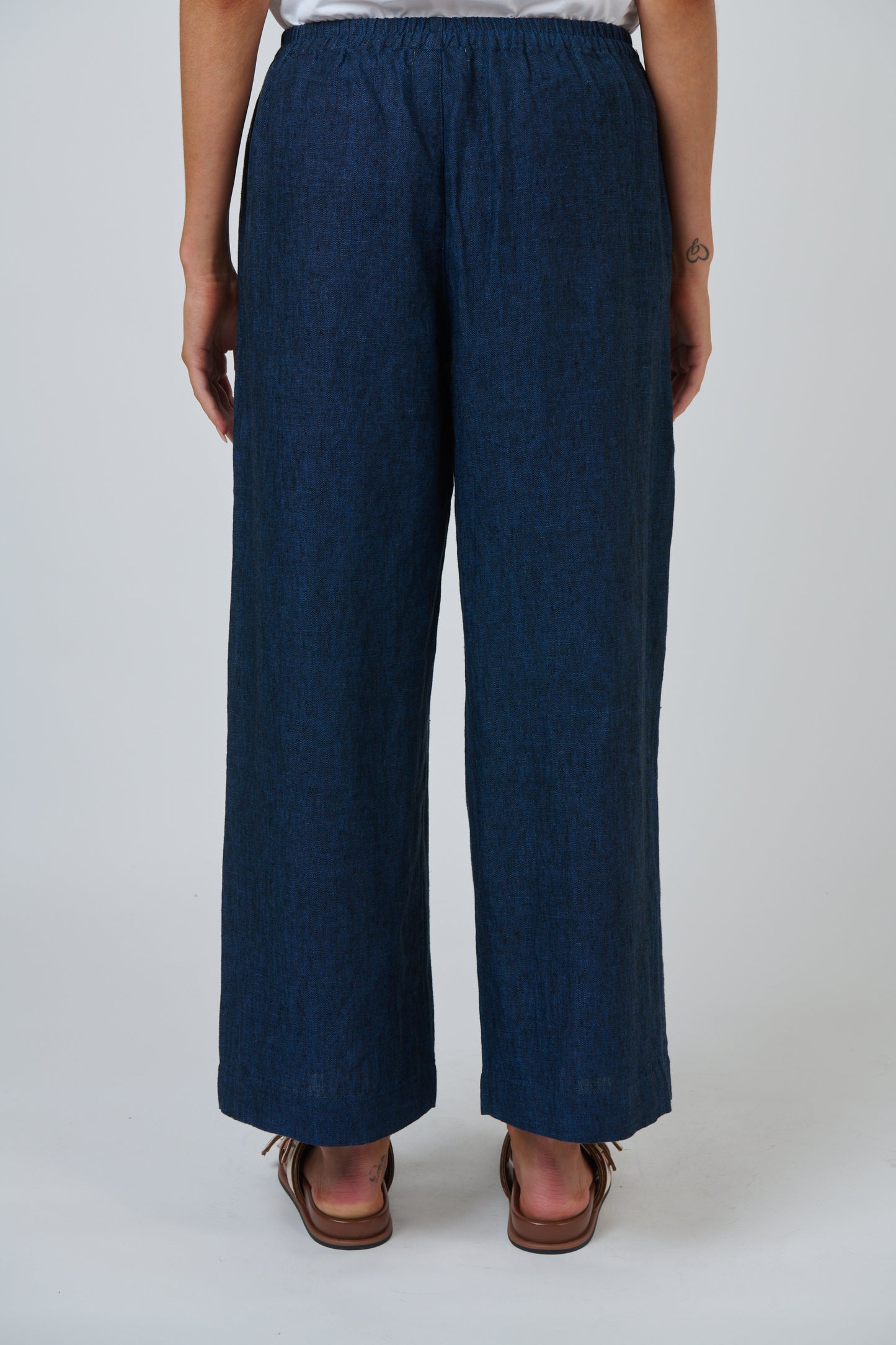 Naturals by O&J Ga 398 Linen Pants in Eclipse - Navy wide leg
