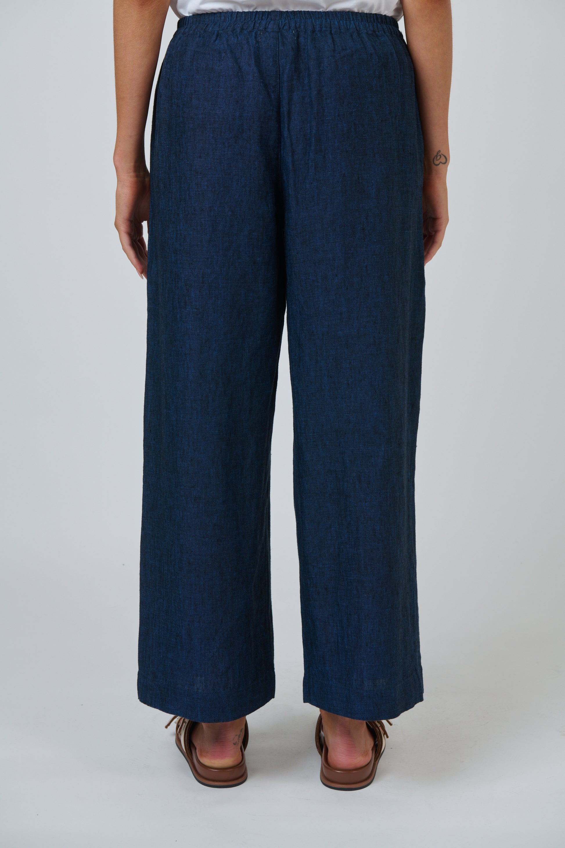 Naturals by O&J Ga 398 Linen Pants in Eclipse - Navy wide leg