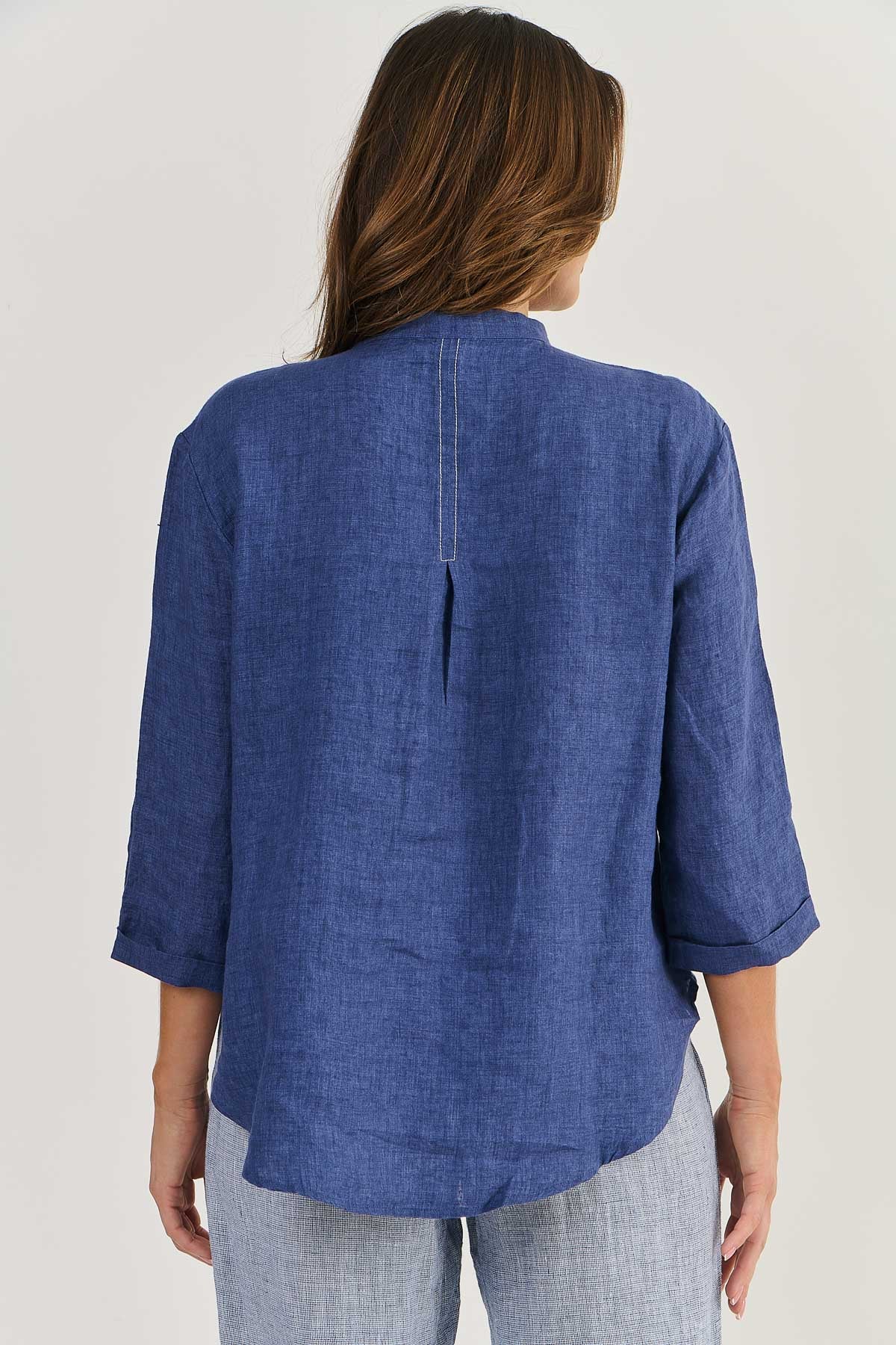 Back of linen top from naturals by O&J in Delta.