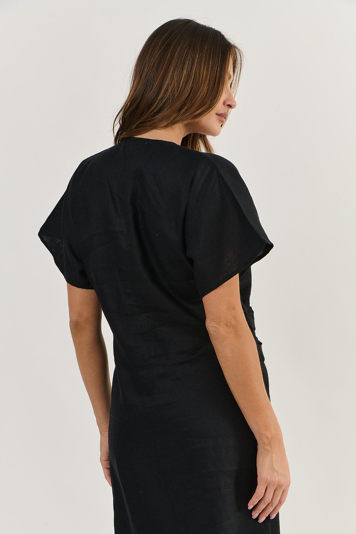 Wide sleeve dress from Naturals by O&J in black free shipping.