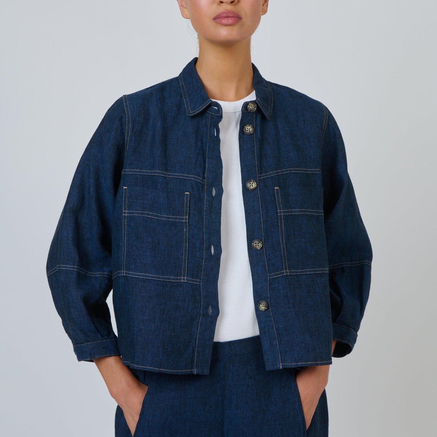 Naturals by O&J Linen Jacket GA598 in Eclipse