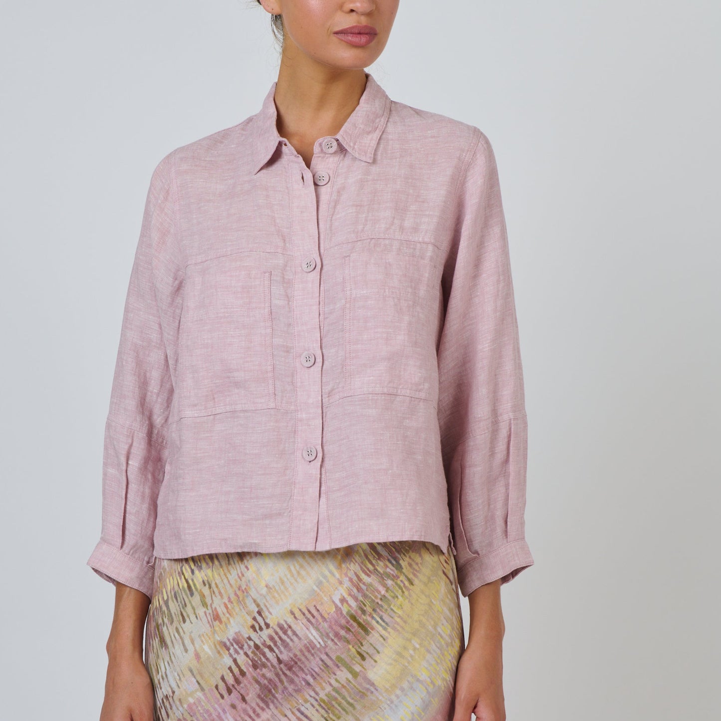 Naturals by O&J all natural Cropped Linen Jacket in Radish GA58
