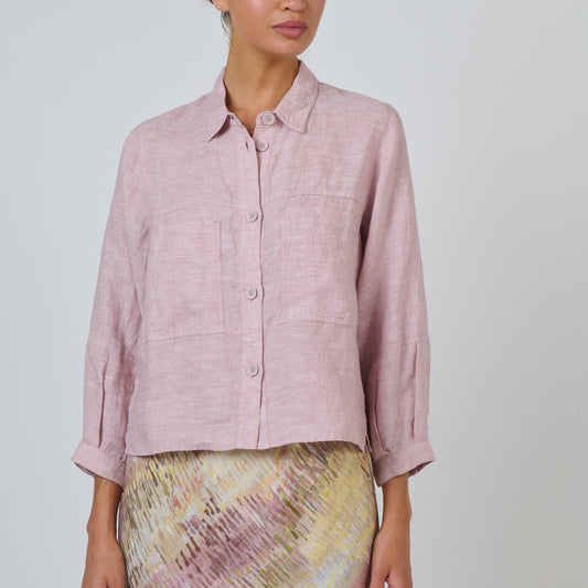 Naturals by O&J all natural Cropped Linen Jacket in Radish GA58