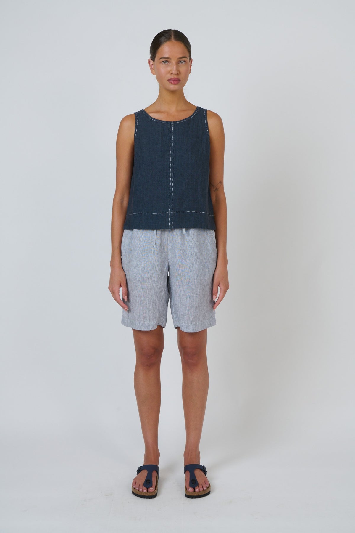 Naturals by O J Linen Shorts Sliver Front View Berrimas Overflow