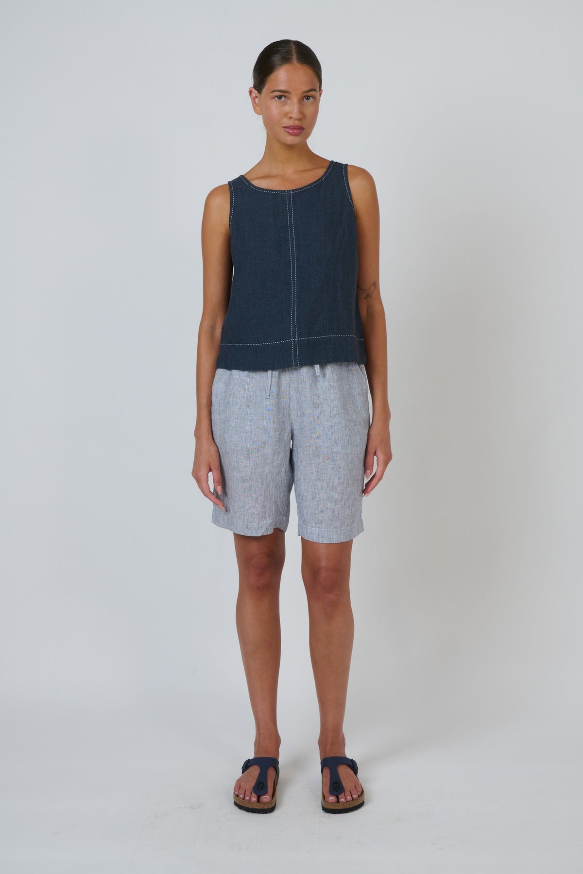 Naturals by O J Linen Shorts Sliver Front View Berrimas Overflow