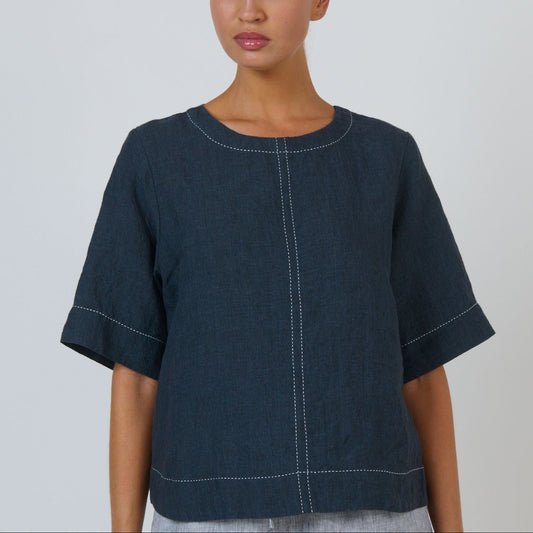 Naturals by O J Linen Top Gunsmoke Front View Berrimas Overflow