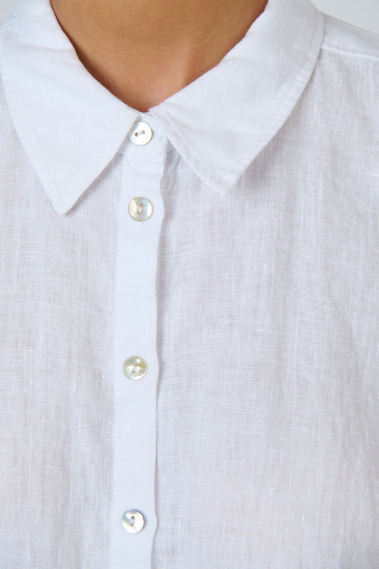 Naturals by O J Linen Top White Detail Berrimas Overflow